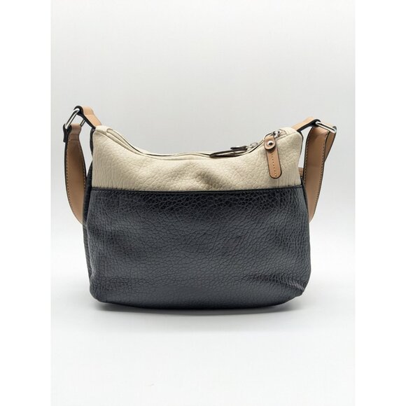 GIANI BERNINI pebbled faux-leather colorblock hobo shoulder bag -BLACK/IVORY - Picture 5 of 8